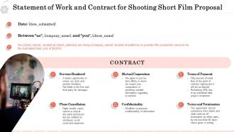 Statement of work and contract for shooting short film proposal ppt visual aids layouts