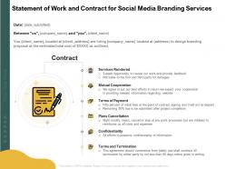 Statement of work and contract for social media branding services ppt infographic