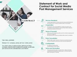 Statement of work and contract for social media post management services ppt background image