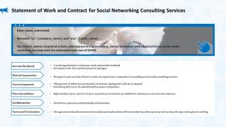 Statement of work and contract for social networking consulting services ppt styles vector