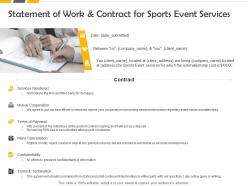 Statement of work and contract for sports event services ppt slides outfit