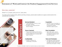 Statement of work and contract for student engagement event services ppt powerpoint aids