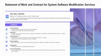 Statement of work and contract for system software modification services