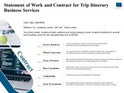 Statement of work and contract for trip itinerary business services ppt powerpoint grid