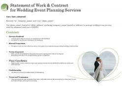 Statement of work and contract for wedding event planning services ppt file display