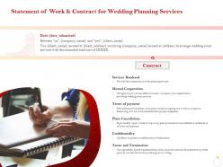 Statement of work and contract for wedding planning services ppt slides