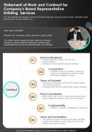 Statement Of Work For Companys Brand Representative One Pager Sample Example Document