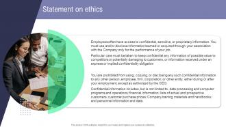 Statement On Ethics Handbook For Corporate Employees