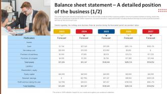Stationery Product Business Plan Balance Sheet Statement A Detailed Position Of The Business BP SS