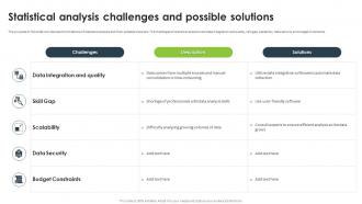 Statistical Analysis For Data Driven Statistical Analysis Challenges And Possible Solutions