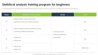 Statistical Analysis For Data Driven Statistical Analysis Training Program For Beginners