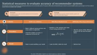 Statistical Measures To Recommender Systems Recommendations Based On Machine Learning