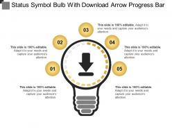 Status symbol bulb with download arrow progress bar