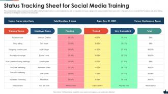 Status tracking sheet for social media training