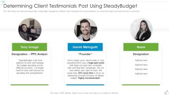 Steadybudget Investor Funding Elevator Determining Client Testimonials Post Using Steadybudget