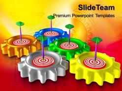 Steel gear powerpoint templates gears target business ppt slides