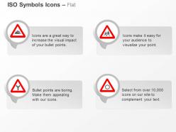 Steep descent school ahead y intersection rotary iso icons for powerpoint