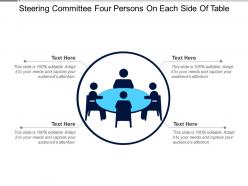 Steering committee four persons on each side of table