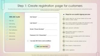 Step 1 Create Registration Page For Customers Customer Onboarding Journey Process