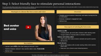 Step 1 Select Friendly Face To Stimulate Personal Interactions Synthesia AI Text To Video AI SS V