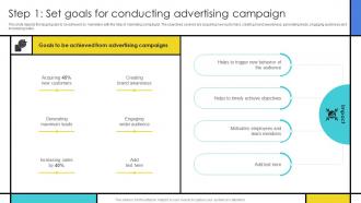 Step 1 Set Goals For Conducting Advertising Campaign Guide To Develop Advertising Campaign