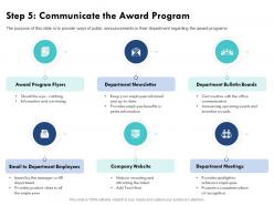 Step 5 communicate the award program perks information ppt powerpoint presentation pictures good