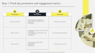 Step 7 Final Day Promotion And Engagement Tactics Social Media Marketing To Increase MKT SS V