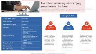 Step By Step Guide To E Commerce Executive Summary Of Emerging E Commerce Platform BP SS