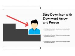 Step down icon with downward arrow and person
