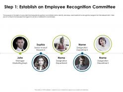 Step one establish an employee recognition considered ppt powerpoint presentation styles icons
