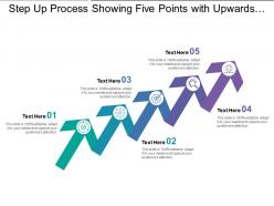 Step up process showing five points with upwards arrows