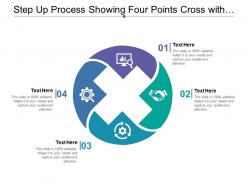 Step up process showing four points cross with text holders