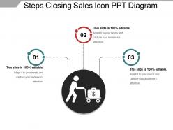 Steps closing sales icon ppt diagram