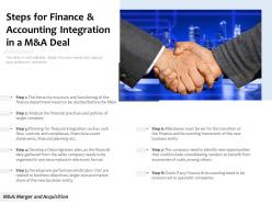 Steps For Finance And Accounting Integration In A M And A Deal