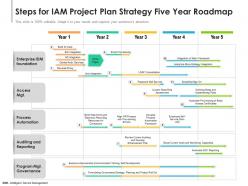 Steps For IAM Project Plan Strategy Five Year Roadmap