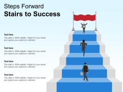 Steps forward stairs to success