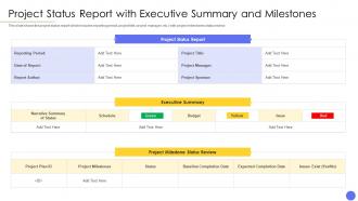 Steps involved in successful project management project status report with executive summary and milestones