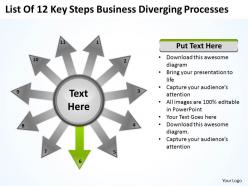 Steps new business powerpoint presentation diverging processes radial chart templates