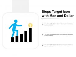Steps target icon with man and dollar