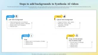 Steps To Add Backgrounds To Synthesia AI Videos Synthesia AI Overview Of Video AI SS