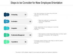 Steps to be consider for new employee orientation