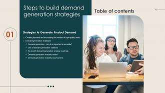 Steps To Build Demand Generation Strategies Table Of Contents Ppt Styles File Formats