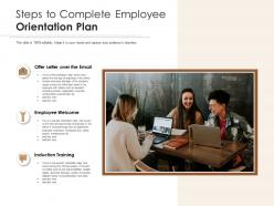Steps to complete employee orientation plan