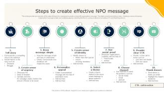 Steps To Create Effective NPO Message Guide To Effective Nonprofit Marketing MKT SS V