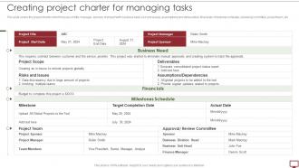Steps To Develop Project Management Plan Creating Project Charter For Managing Tasks