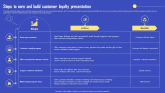 Steps To Earn And Build Customer Loyalty Presentation