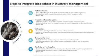 Steps To Integrate Blockchain In Inventory Management Blockchain In Manufacturing A Complete Guide BCT SS