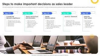 Steps To Make Important Decisions As Sales Leader