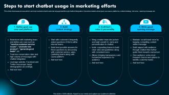Steps To Start Chatbot Usage In Marketing Efforts Ai Powered Marketing How To Achieve Better AI SS Steps To Start Chatbot Usage In Marketing Efforts Ai Powered Marketing How To Achieve Better