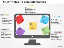 Sticky notes on computer screen flat powerpoint design